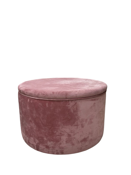 Pouf Contenitore in Velluto Rosa Antico