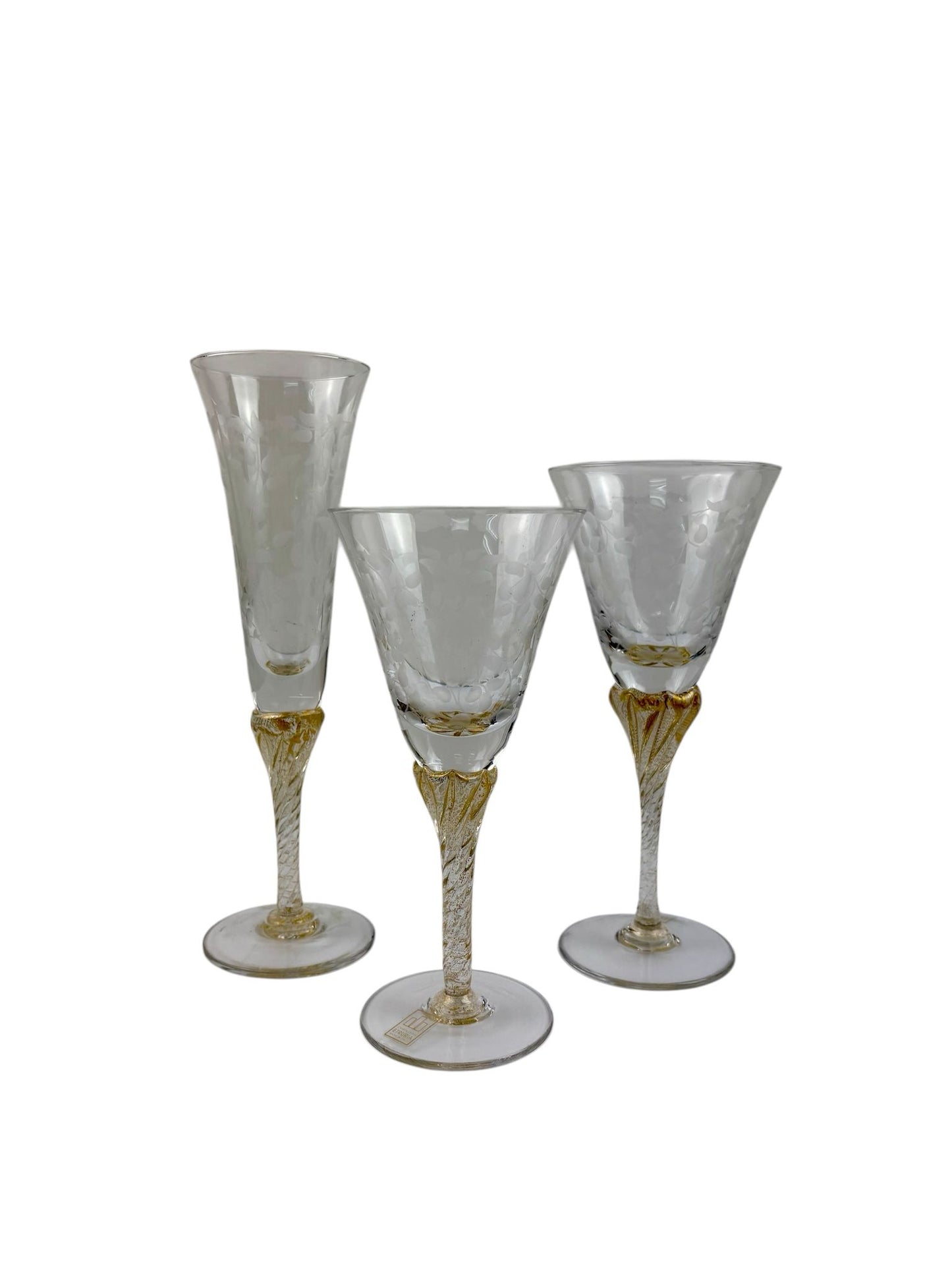 Set 18 pezzi  in Cristallo con Stelo Intrecciato e Incisione - Cristalleria Etruria