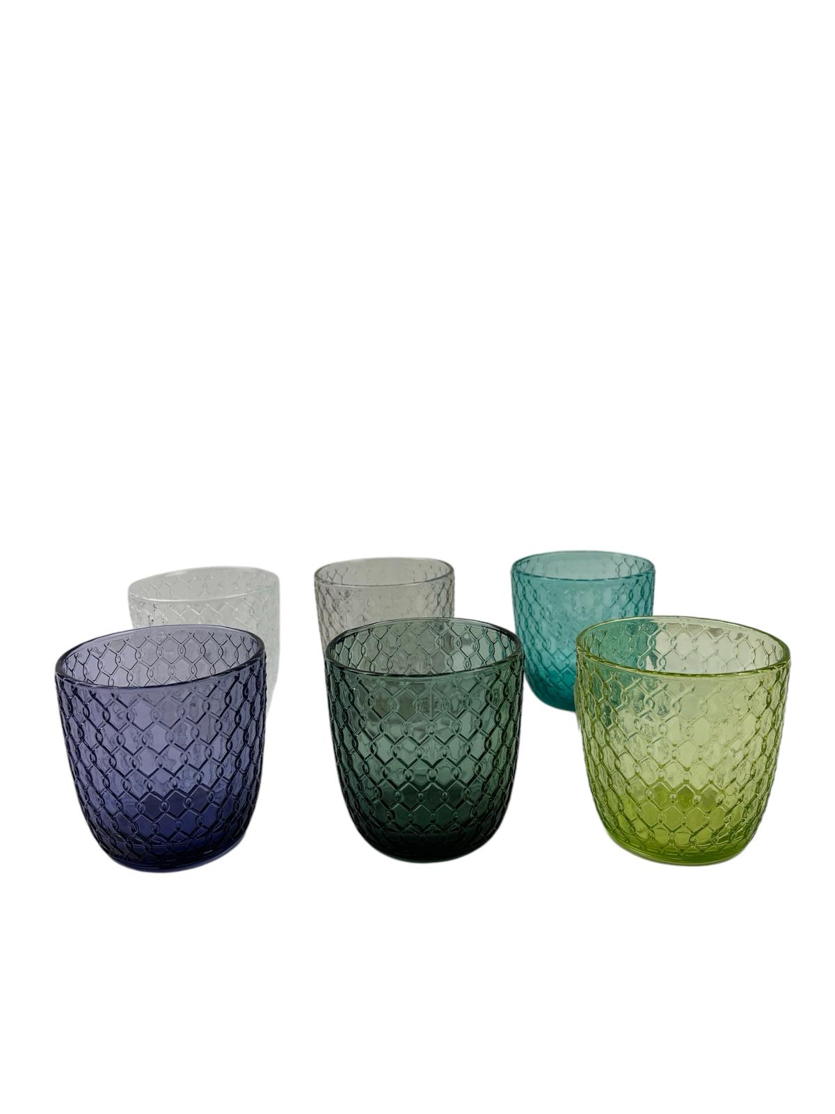 Set 6 Bicchieri in Vetro con Decoro Tono su Tono - IIV
