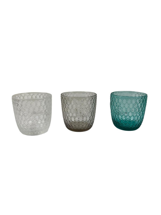 Set 6 Bicchieri in Vetro con Decoro Tono su Tono - IIV
