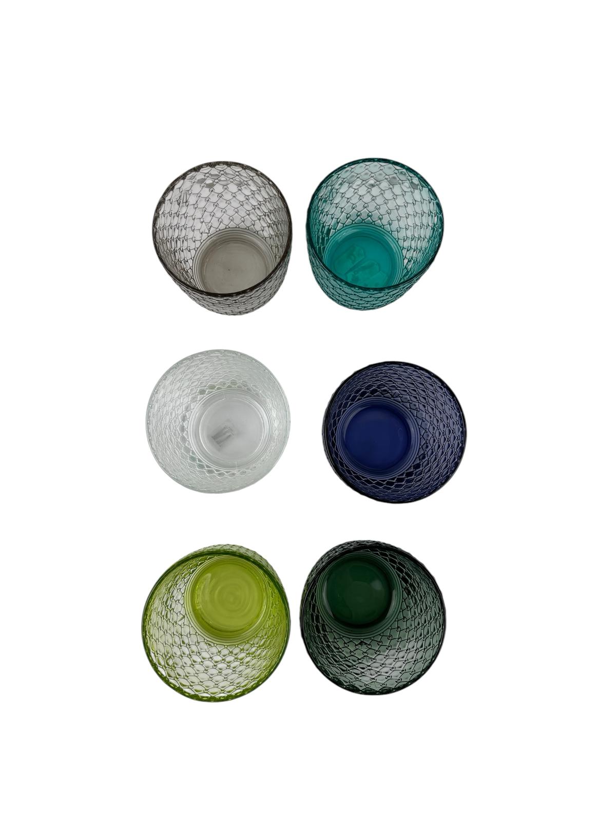 Set 6 Bicchieri in Vetro con Decoro Tono su Tono - IIV