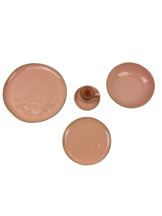 Servizio di Piatti 12 Posti "Concerto" Rosa  in Ceramica – Rose e Tulipani