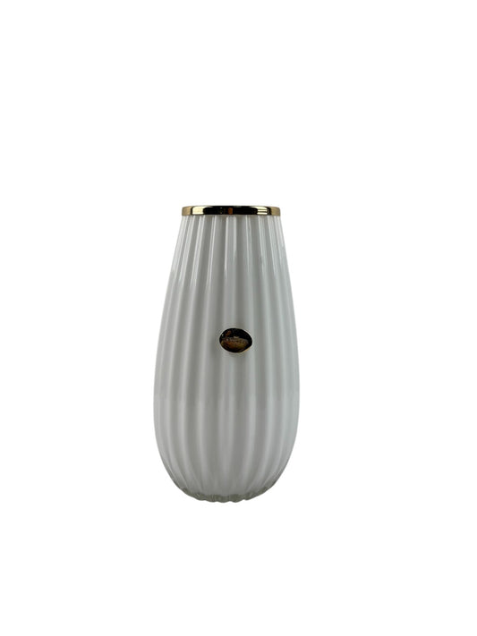 Vaso in Vetro Colorato Bianco 26 h cm con Dettagli Oro – Ilary Queen
