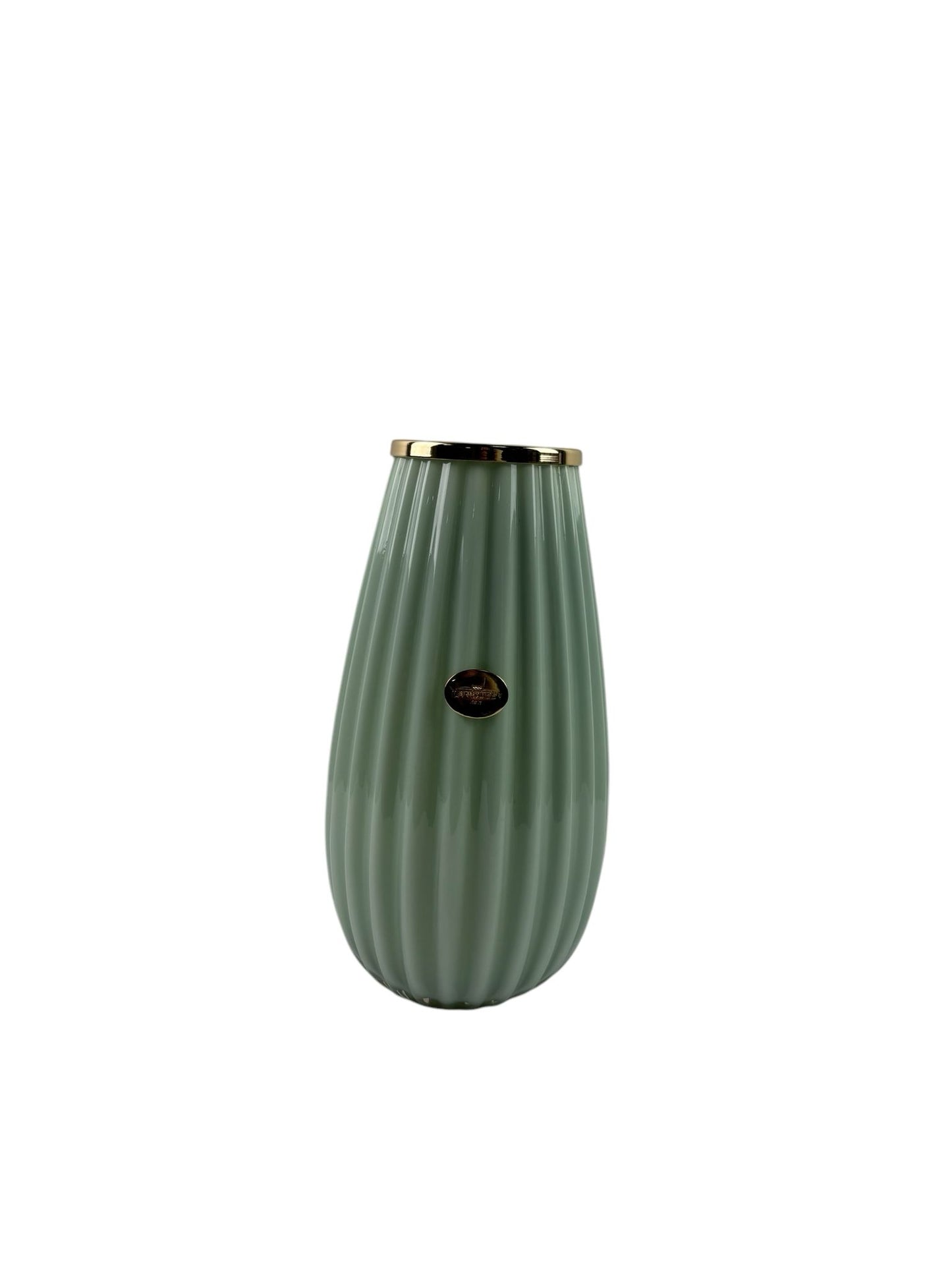 Vaso in Vetro Colorato Verde 26 h cm con Dettagli Oro – Ilary Queen