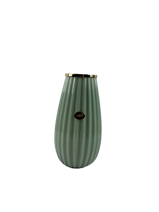 Vaso in Vetro Colorato Verde 26 h cm con Dettagli Oro – Ilary Queen