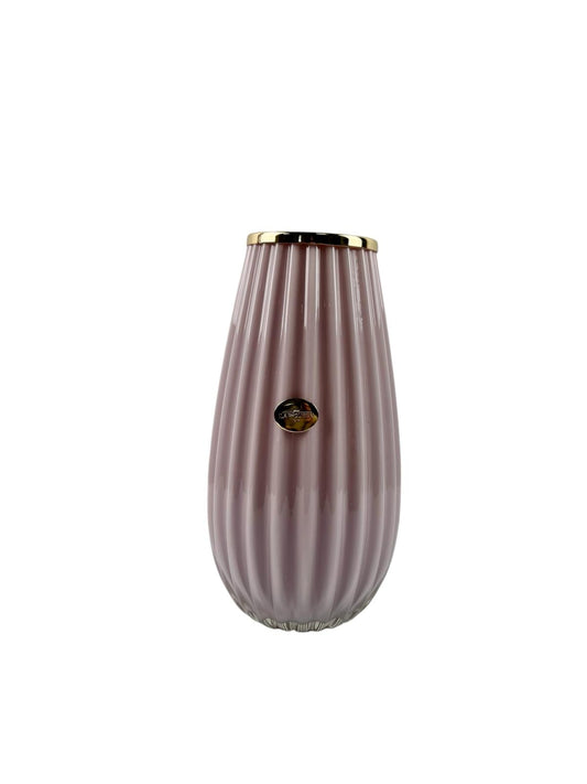 Vaso in Vetro Colorato Rosa Antico 26 h cm con Dettagli Oro – Ilary Queen
