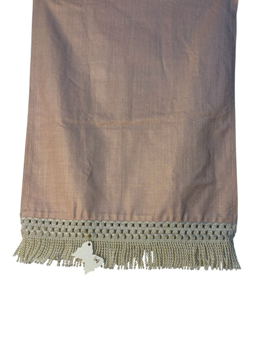 Runner Decorativo Rosa con Frange Ecru 34x100 cm - Fiori di Lena