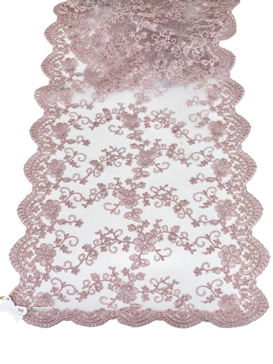 Tris di Centri in Pizzo Impero Laminato Rosa Antico - Fiori di Lena