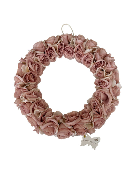 Ghirlanda di Rose Rosa Artigianale 25x25 cm - Fiori di Lena