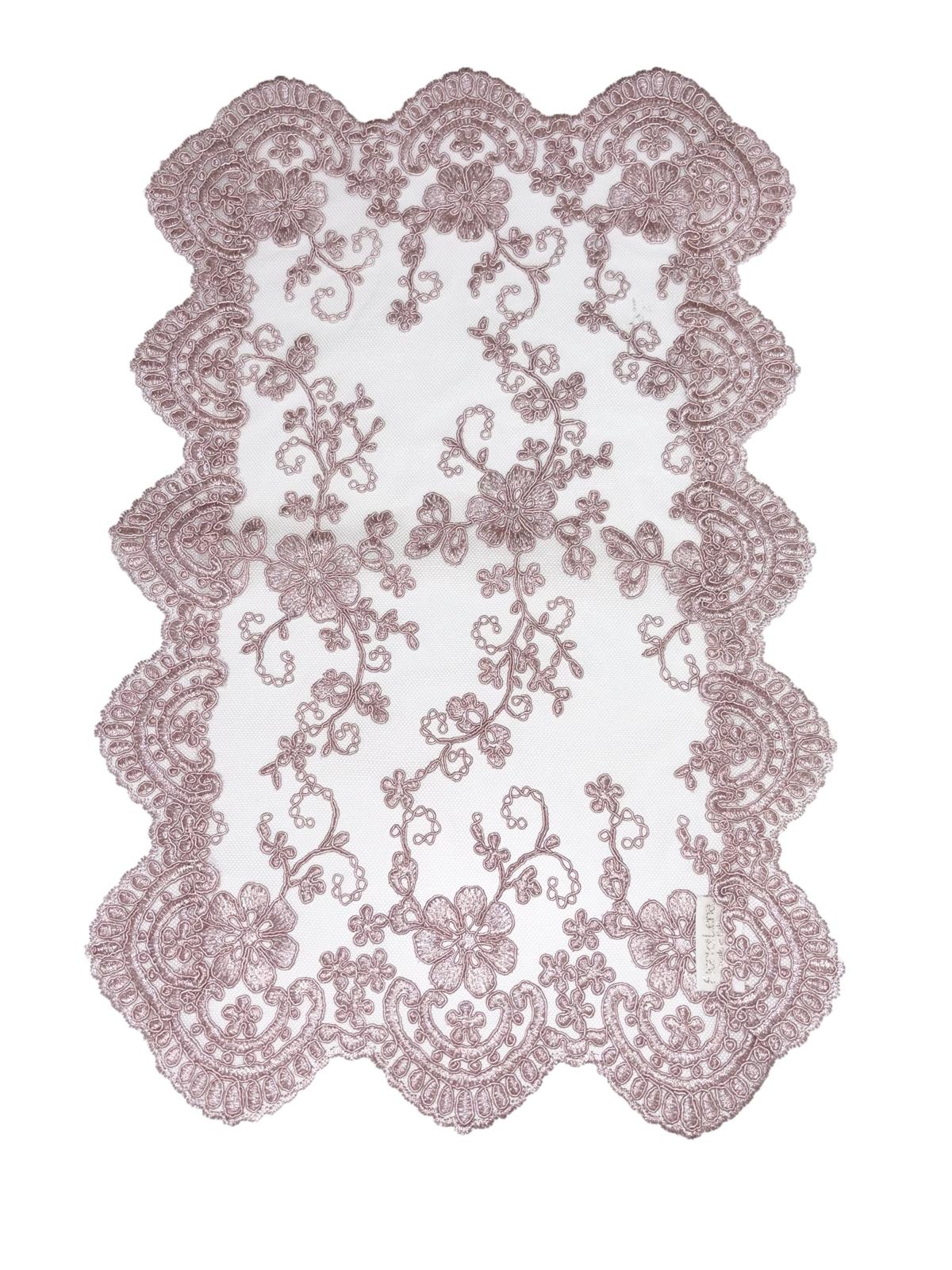 Tris di Centri in Pizzo Impero Laminato Rosa Antico - Fiori di Lena