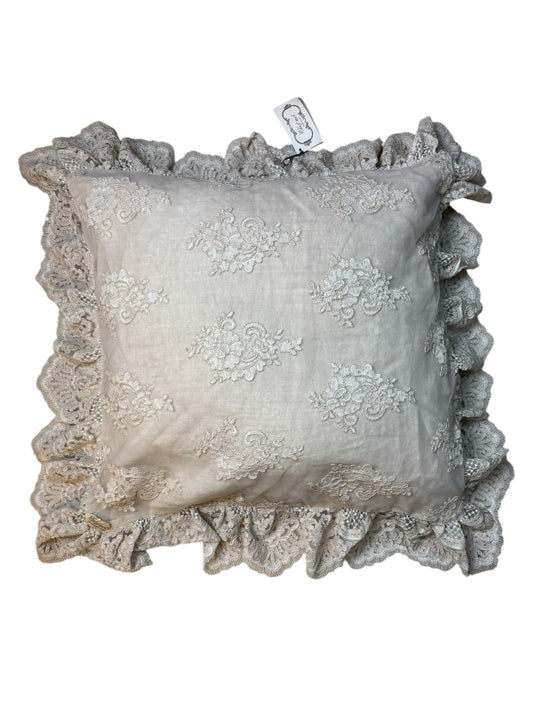 Cuscino Argilla con Pizzo e Rush 60x60 cm - Chez Moi