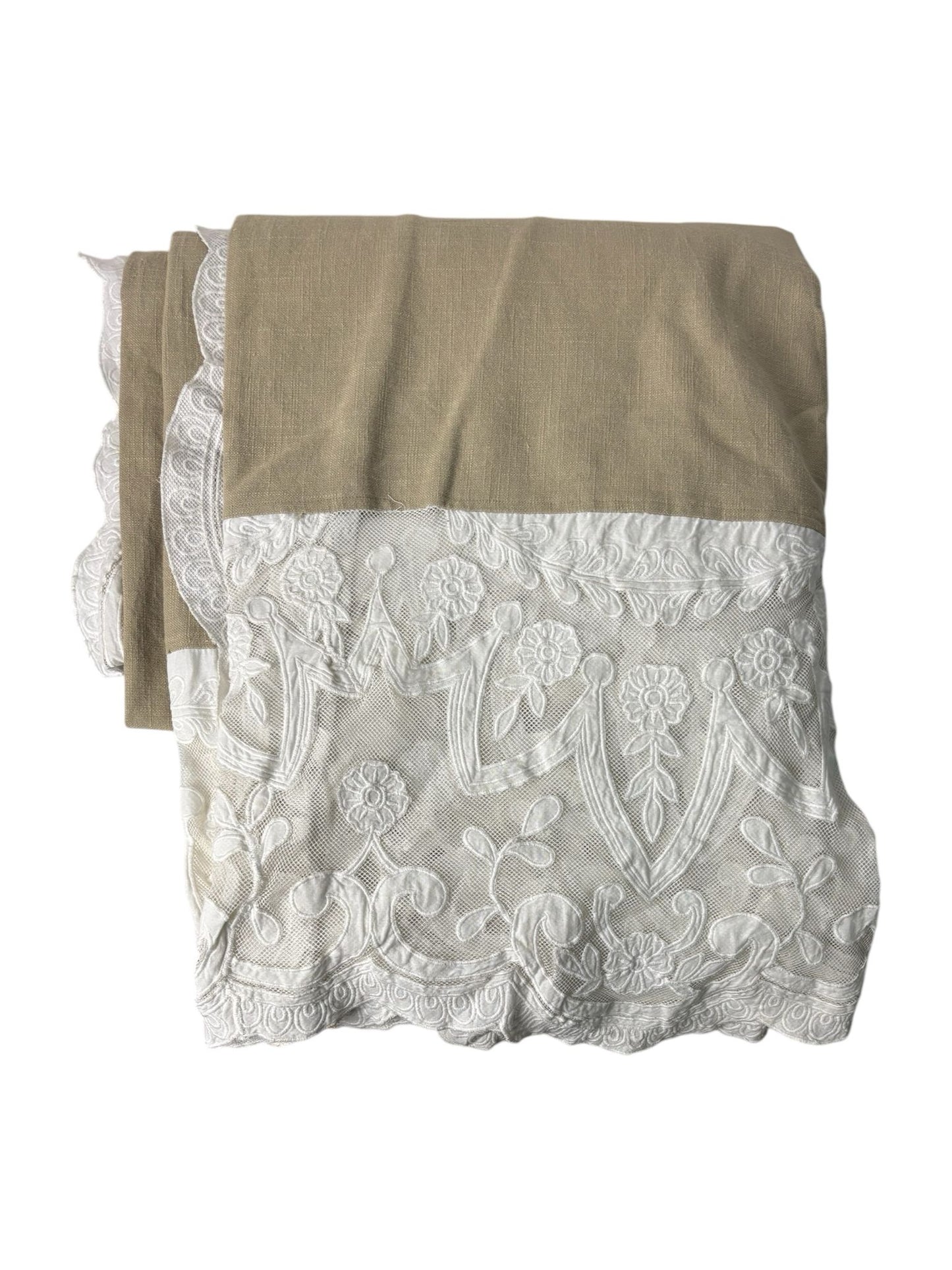 Copritutto in Lino con Balza in Pizzo 250x250 cm -  Blanc Mariclo