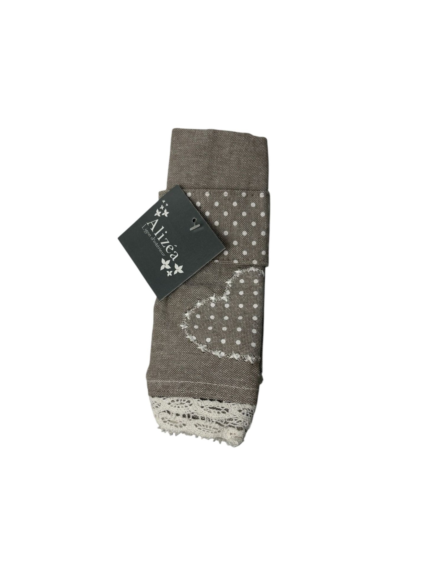 Tovaglia  con Bordo Fantasia e Nappe 150x250 cm con 12 Tovaglioli - Alizèa