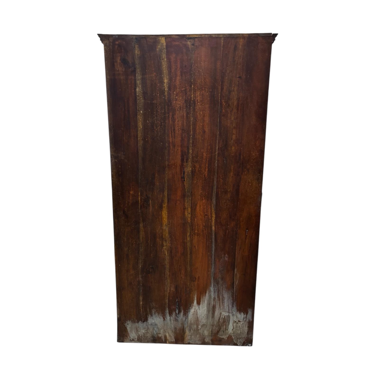 Libreria in Legno Sheesham con Disegni Floreali Dipinti a Mano 180 h cm – Finitura Ciliegio