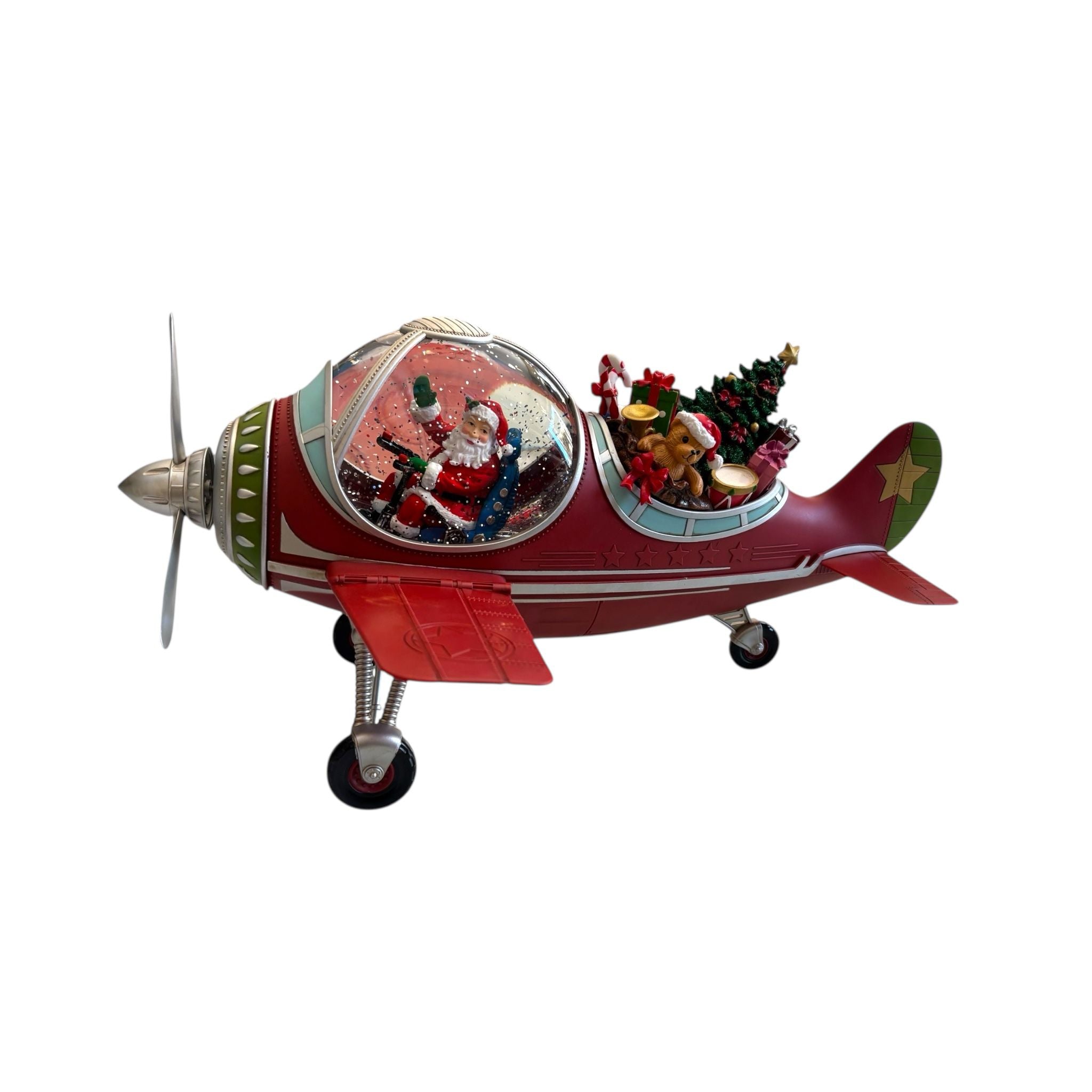 Aereo di Babbo Natale con  LED e Musica – 46×37×23 (h) cm - Hervit