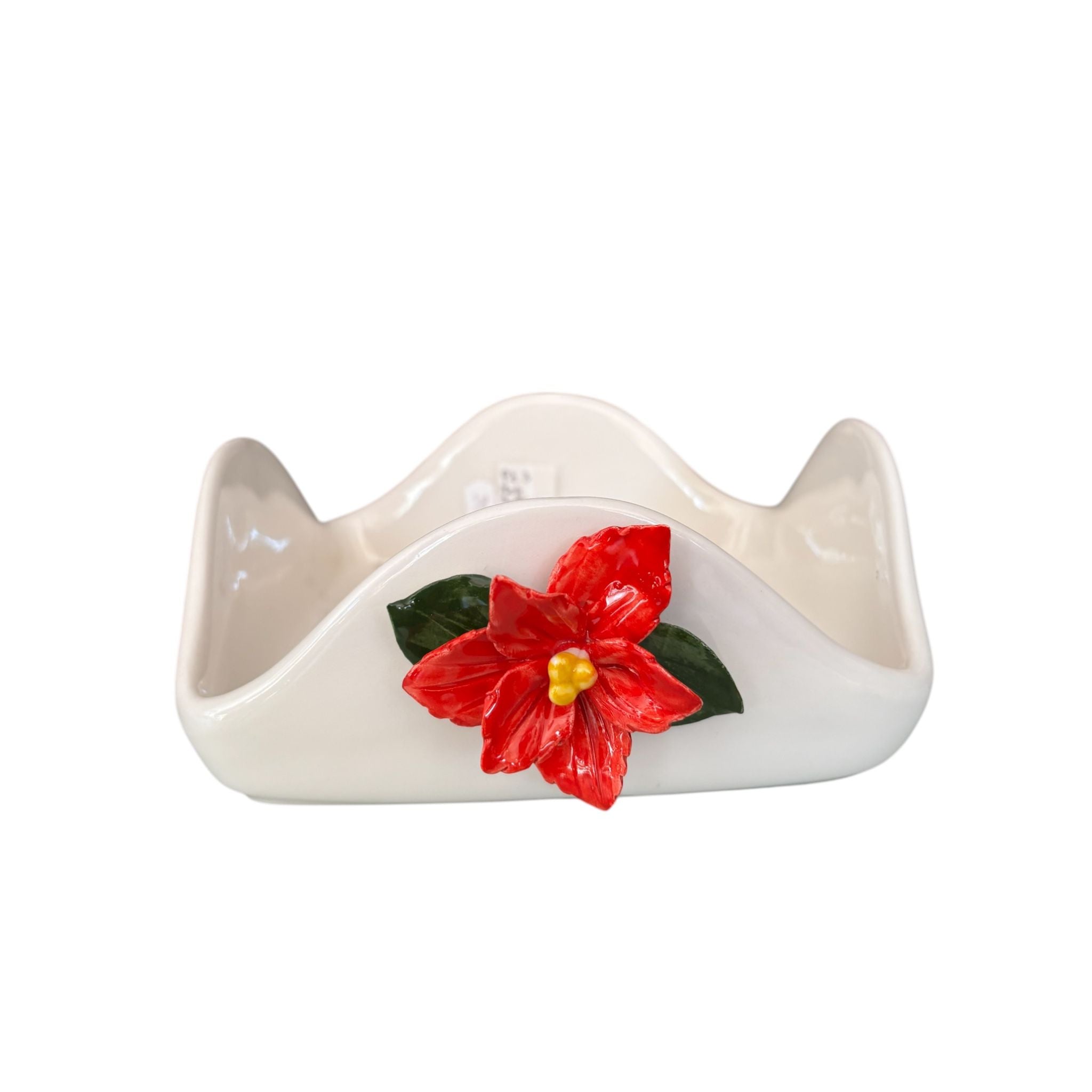 Porta Tovaglioli in Porcellana con Fiore Stella di Natale 3D - Mara Bruni