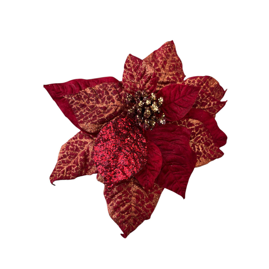 Fiore Stella di Natale Rossa in Tessuto con Stelo Lungo – Goodwill