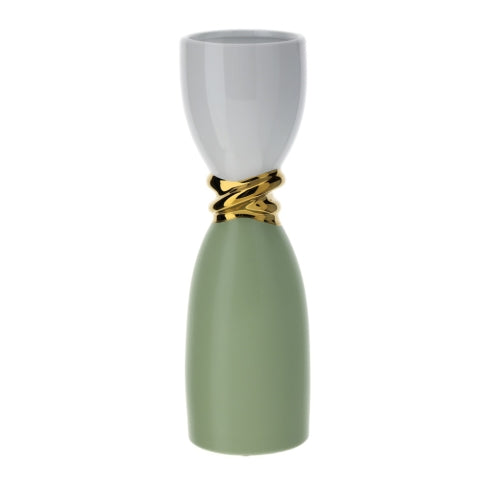 Vaso in Porcellana "Weaving" Bianco e Verde 41 h cm - Hervit