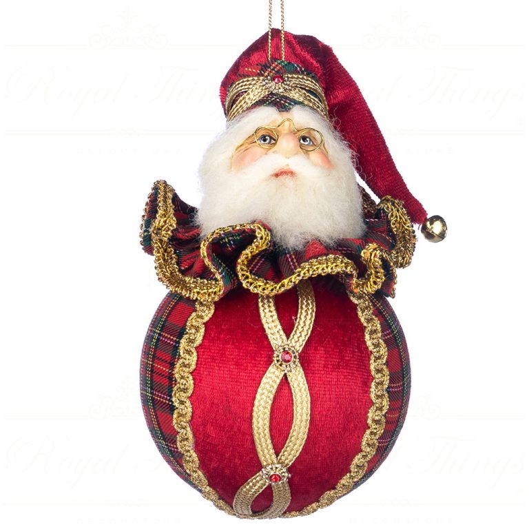 Decorazione Natalizia Babbo Natale su Sfera in Tessuto 17 cm - Goodwill