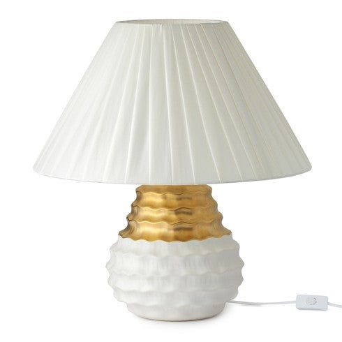 Lampada in Gres Bianco e Oro con Cappello