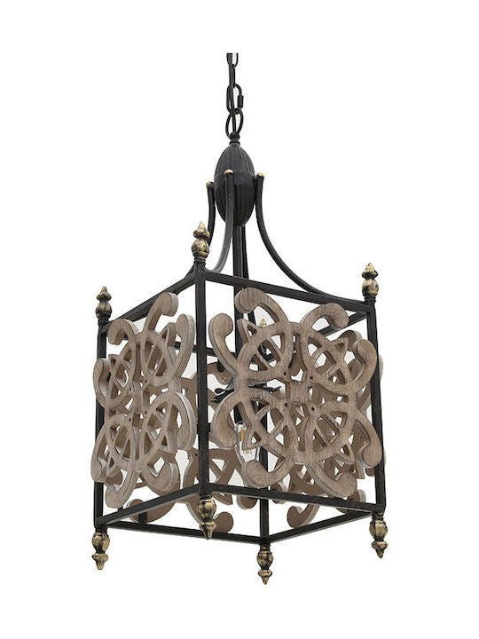Lampadario a Sospensione con Decoro Intarsiato Etnico