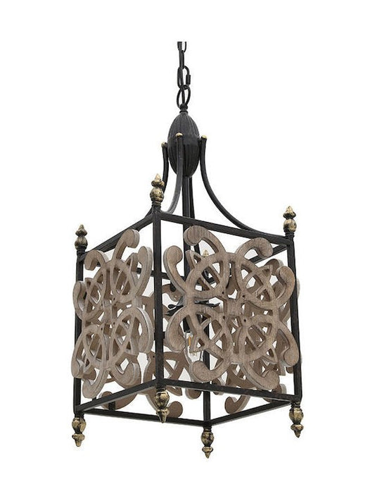 Lampadario a Sospensione con Decoro Intarsiato Etnico