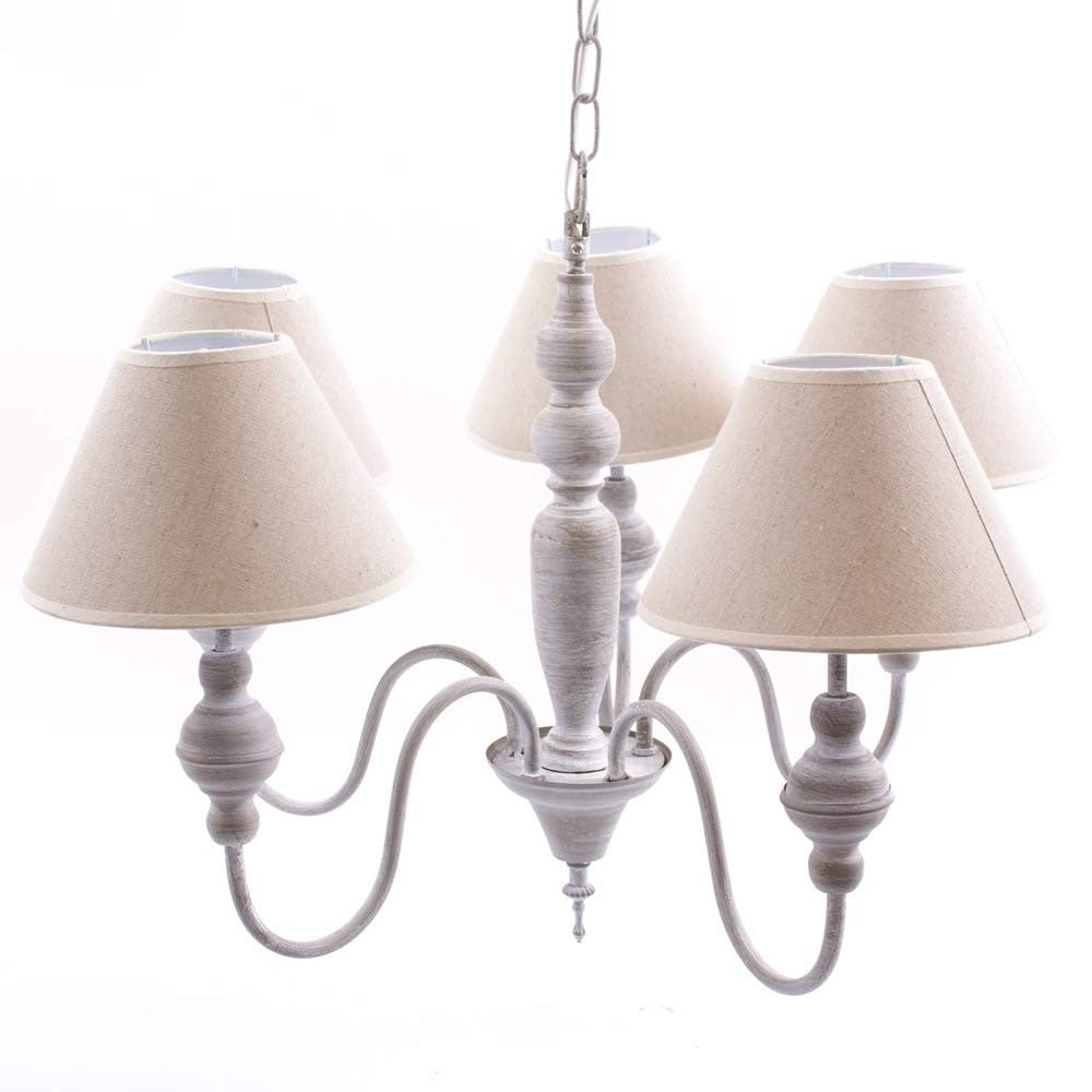 Lampadario Shabby Chic con Cinque Paralumi