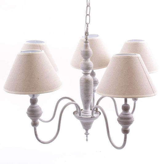 Lampadario Shabby Chic con Cinque Paralumi