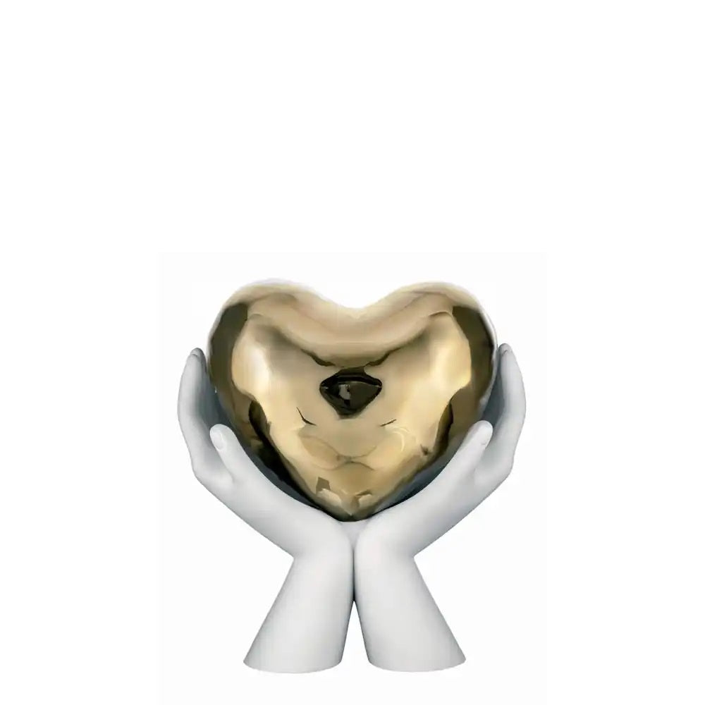 Scultura in Marmorino "Mani con Cuore Oro" Piccola - Bongelli Preziosi