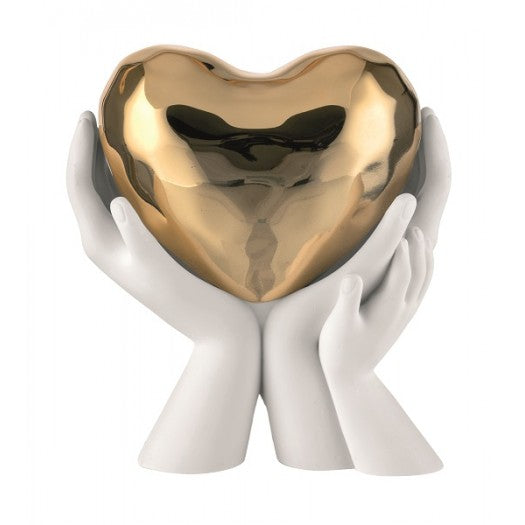 Scultura Mani Doppie con Cuore Oro 10x9 cm - Bongelli Preziosi