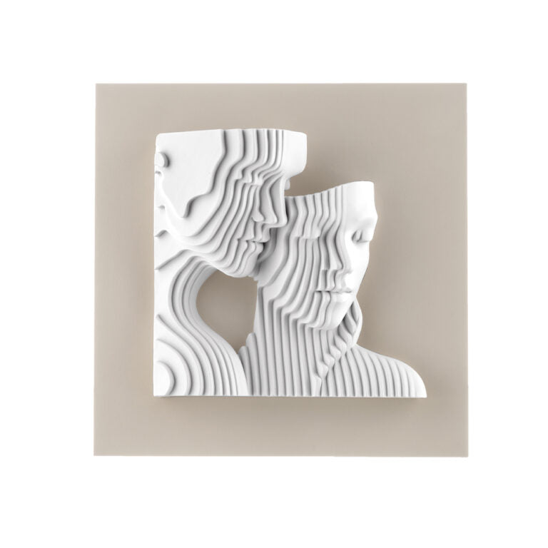 Quadretto in Marmorino con Volti Innamorati 3D 15x15 cm - Bongelli Preziosi