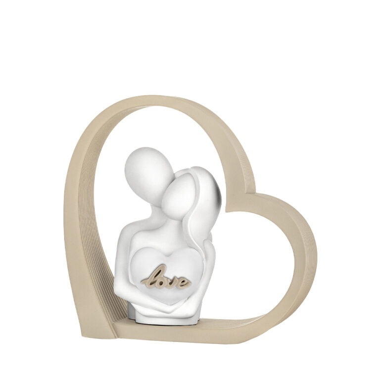 Cuore con Innamorati in Marmorino 14x14 cm - Bongelli Preziosi