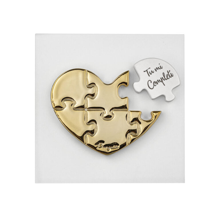 Quadretto in Marmorino con Cuore a Puzzle 15x15 cm - Bongelli Preziosi