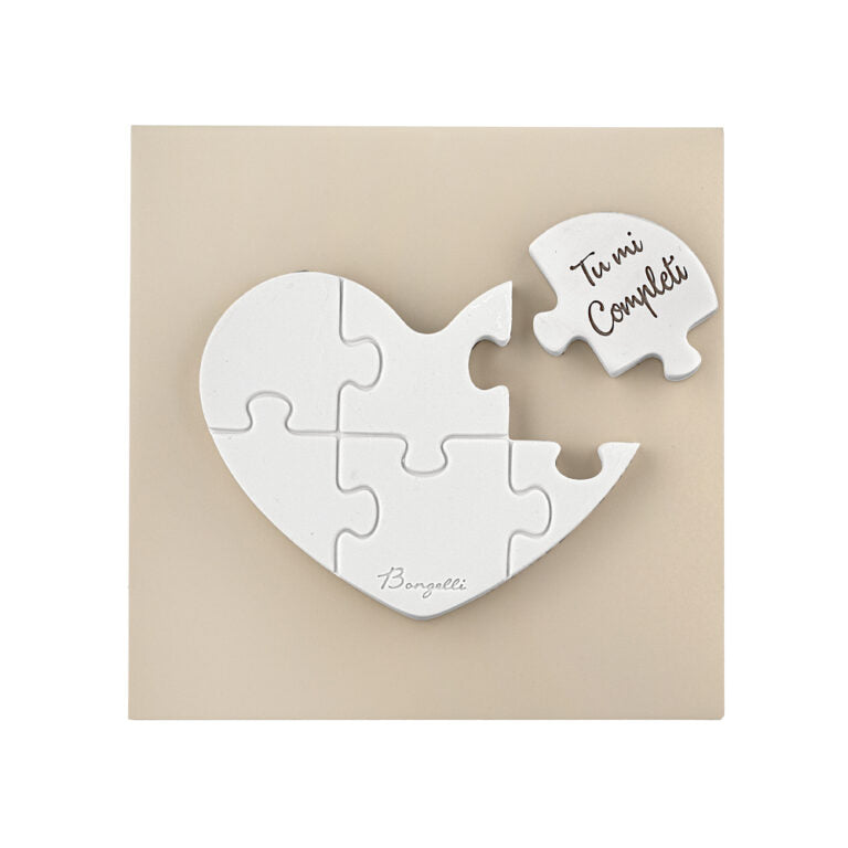 Quadretto Bomboniera con Cuoricino in Puzzle 15x15 cm - Bongelli Preziosi