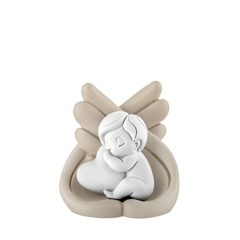 Bomboniera Bimbo con Ali in Marmorino 9x10 cm - Bongelli Preziosi