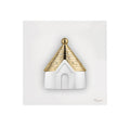 Quadretto in Marmorino Bianco con Trullo Oro 16X16 CM - Bongelli Preziosi