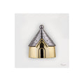 Quadretto in Marmorino Bianco con Trullo Oro e Canna da Fucile 16x16 cm - Bongelli Preziosi