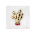 Quadretto in Marmorino con Cactus Dorato 16x16 cm - Bongelli Preziosi