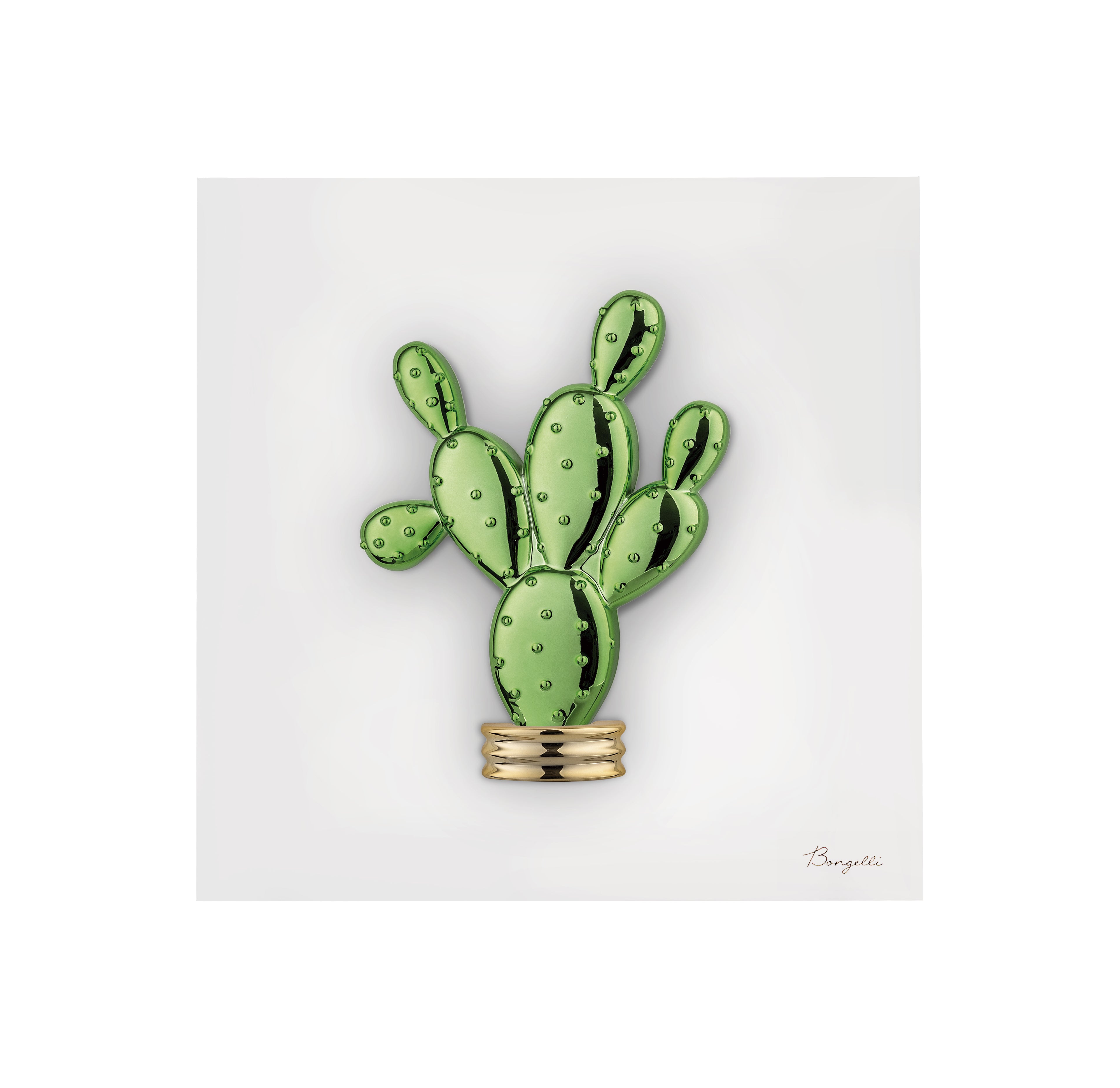 Quadretto in Marmorino con Cactus Verde 3D 16x16 cm - Bongelli Preziosi