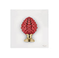 Quadretto in Marmorino Bianco con Pigna 3D Rossa 16x16 cm - Bongelli Preziosi