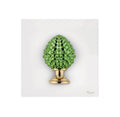 Quadretto in Marmorino Bianco con Pigna 3D Verde 16x16 cm - Bongelli Preziosi