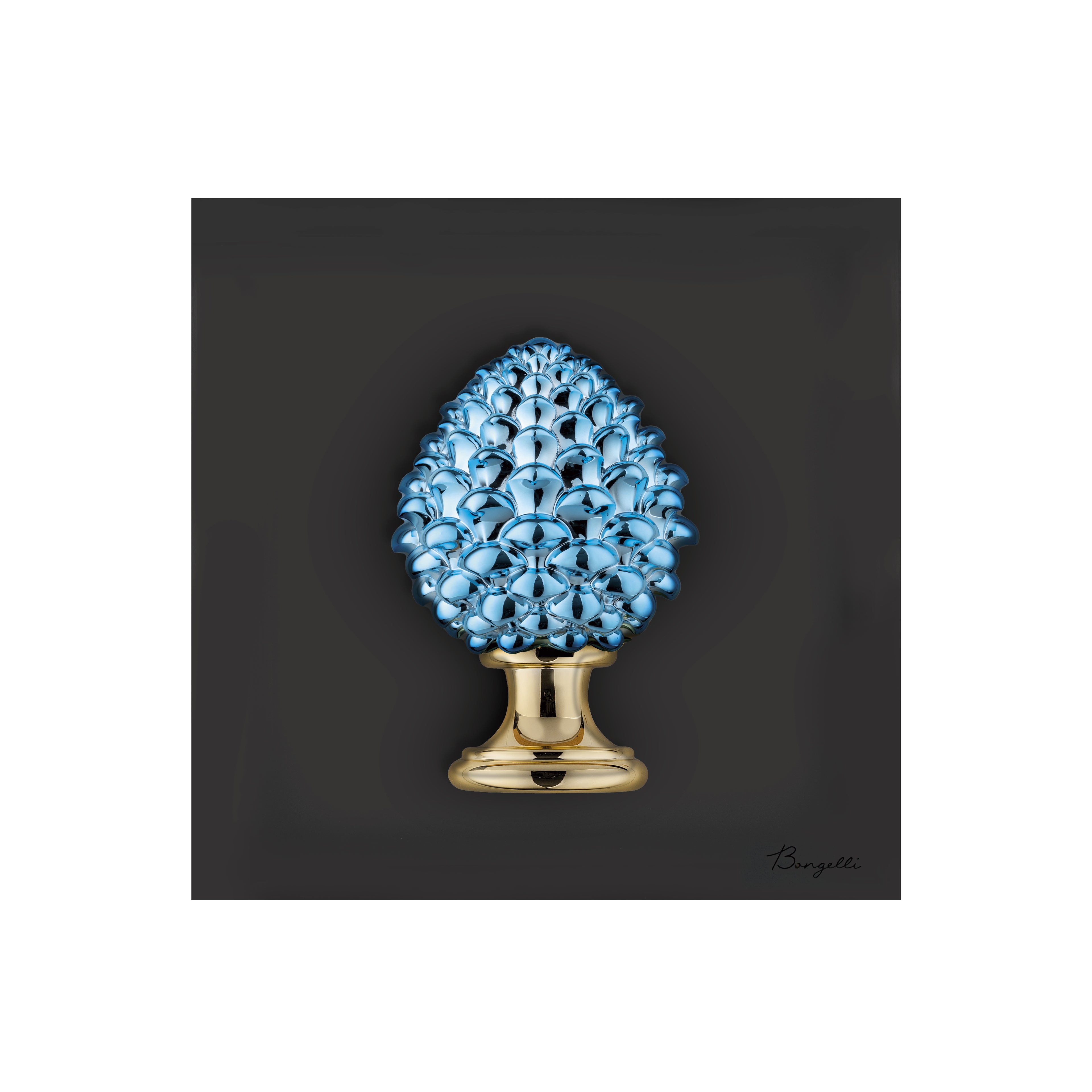 Quadretto in Marmorino Nero con Pigna Blu 3D 16x16 cm - Bongelli Preziosi