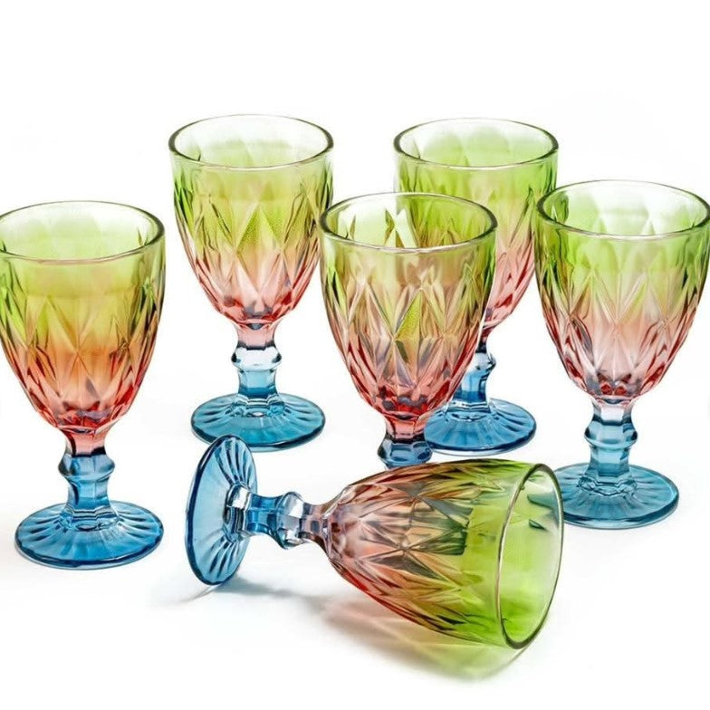 Set 6 Bicchieri in Vetro Colorato  Rainbow Crystal - Madrhelen