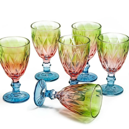 Set 6 Bicchieri in Vetro Colorato  Rainbow Crystal - Madrhelen
