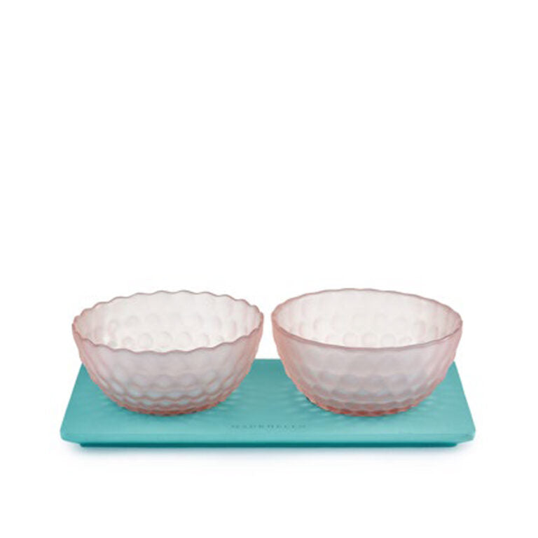 Set di Ciotole in Vetro Colorato con Vassoio 26.5x3x7h cm - Madrhelen