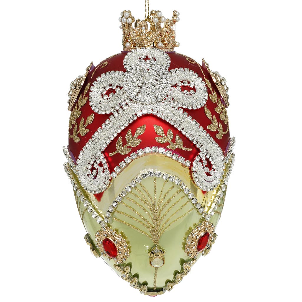 Sfera Ovale Numerata in Vetro con Strass, Pietre e Coroncina Dorata 18 cm - Mark Roberts