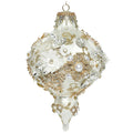Sfera Ovale Numerata in Vetro Avorio con Tessuto, Paillettes, Strass e Perline 21 cm - Mark Roberts