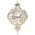 Sfera a Goccia Numerata in Vetro Avorio con Tessuto, Paillettes, Strass 21 cm - Mark Roberts