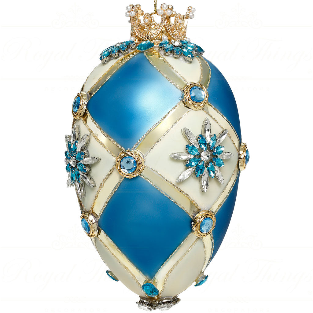 Glass Fabergè Jewel Egg Blue 18 cm - Mark Roberts
