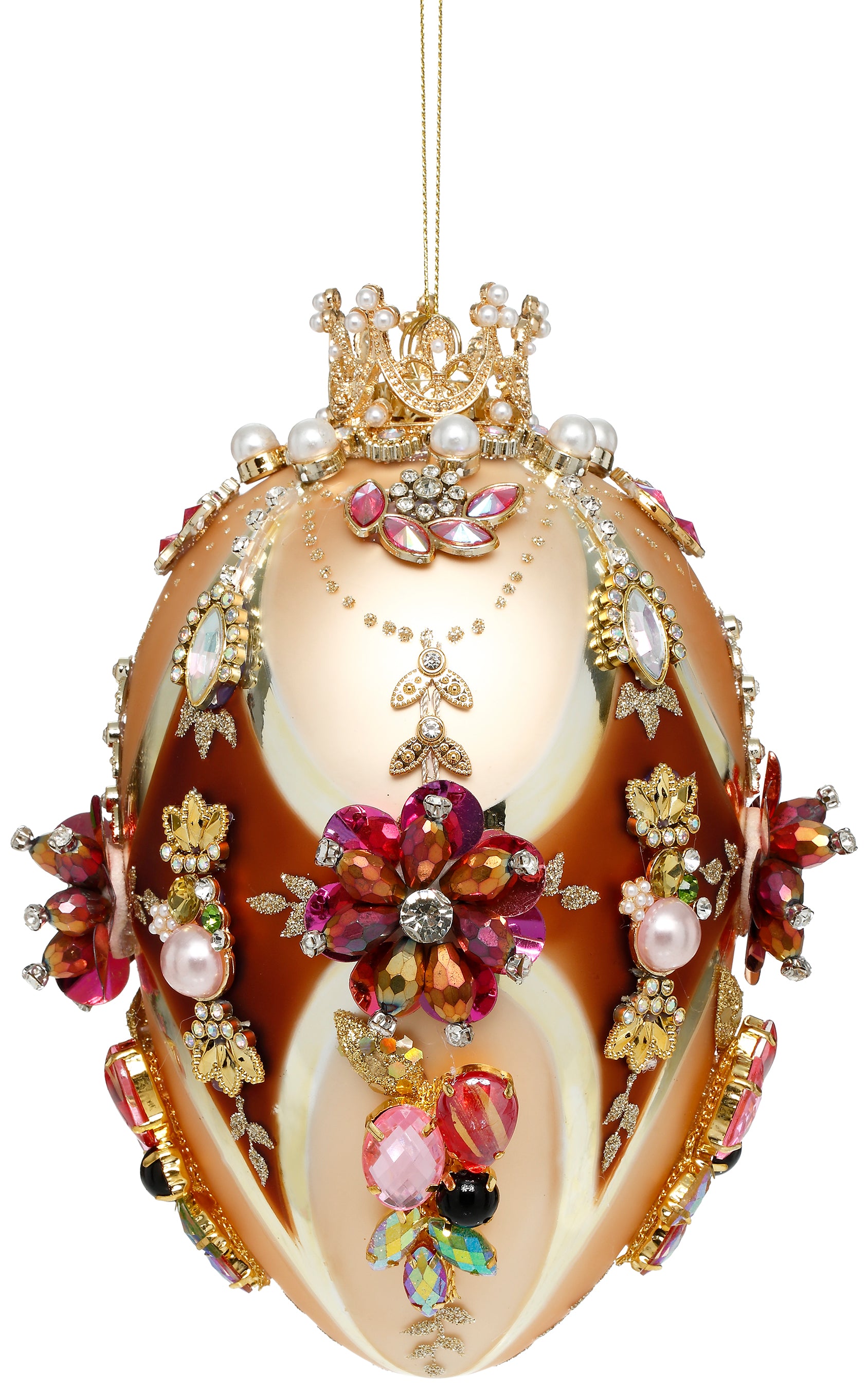 Faberge Jewel Egg Ornament Gold e Brown 18 cm - Mark Roberts